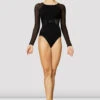 Ladies Dana Velvet Long Sleeve Leotard 1 Ladies Dana Velvet Long Sleeve Leotard -Bloch L1049 BLK FRONT