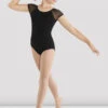 Girls Mirella Mesh Cap Sleeve Leotard -Bloch M411C BLK 01