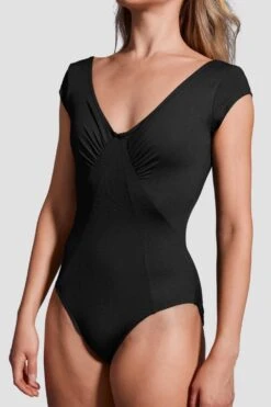 Ladies Mirella Black Label Ruched Cap Sleeve Leotard -Bloch xNwjDt